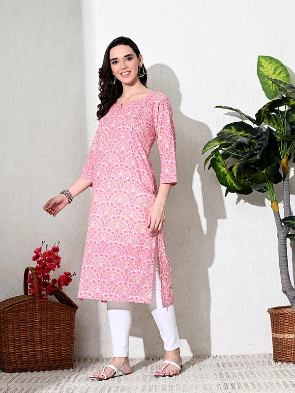 Pink_Block_Print_Floral_Cotton_Kurta