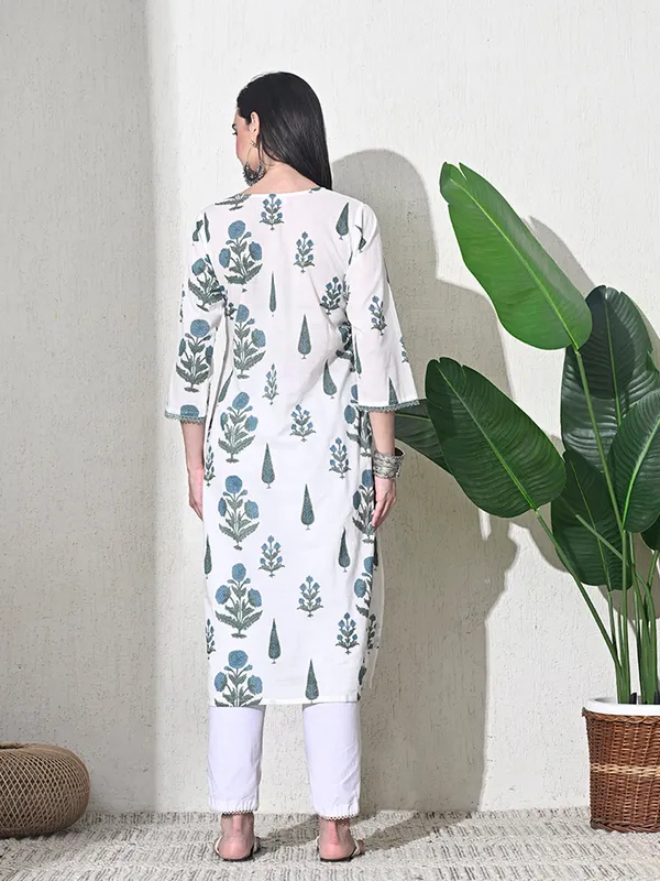 White_Block_Print_Lace_Work_Kurta