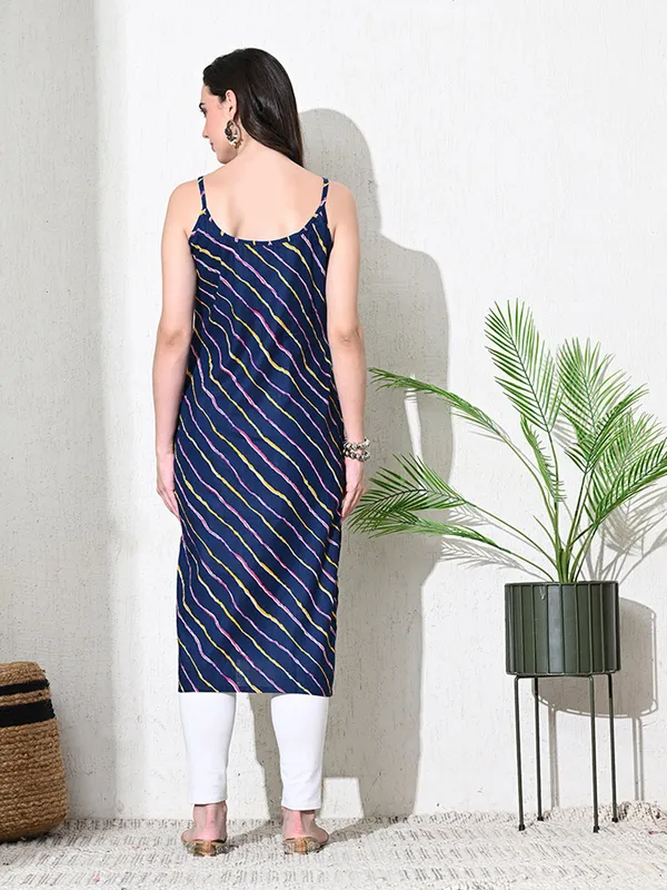 Deep_Blue_Leheriya_Print_Cotton_Kurta