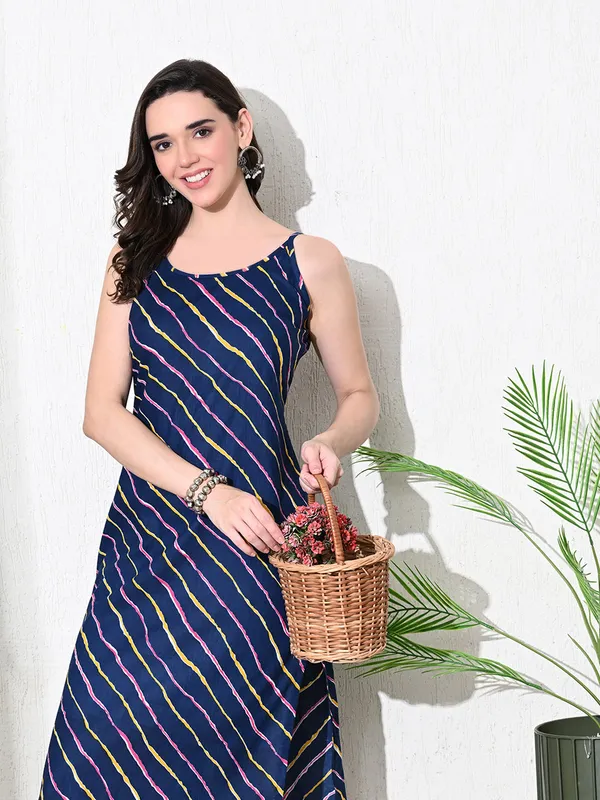 Deep_Blue_Leheriya_Print_Cotton_Kurta