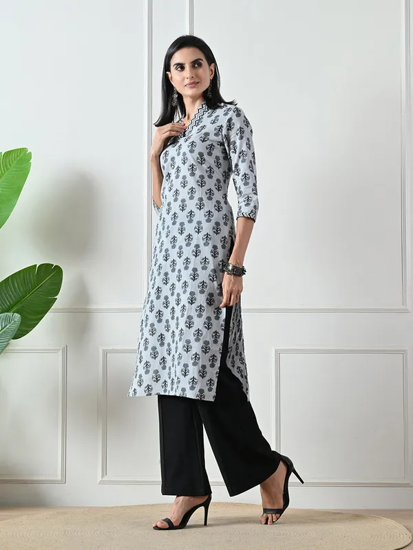 Grey_Block_Print_Straight_Cotton_Kurta