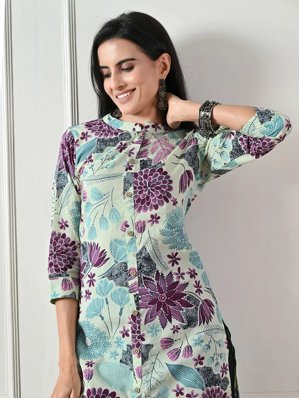 Light_Green_Floral_Printed_Kurta