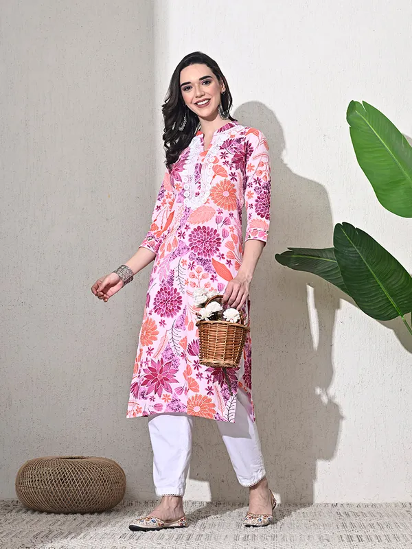 Pink_Printed_Mandarin_Collar_Kurta