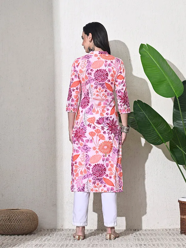 Pink_Printed_Mandarin_Collar_Kurta