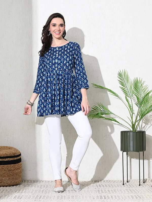 Indigo_Block_Print_Cotton_Flared_Top