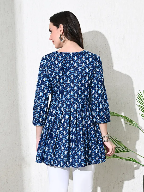 Indigo_Block_Print_Cotton_Flared_Top