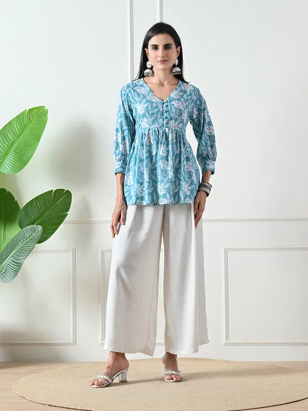 Light_Blue_printed_Flared_Top