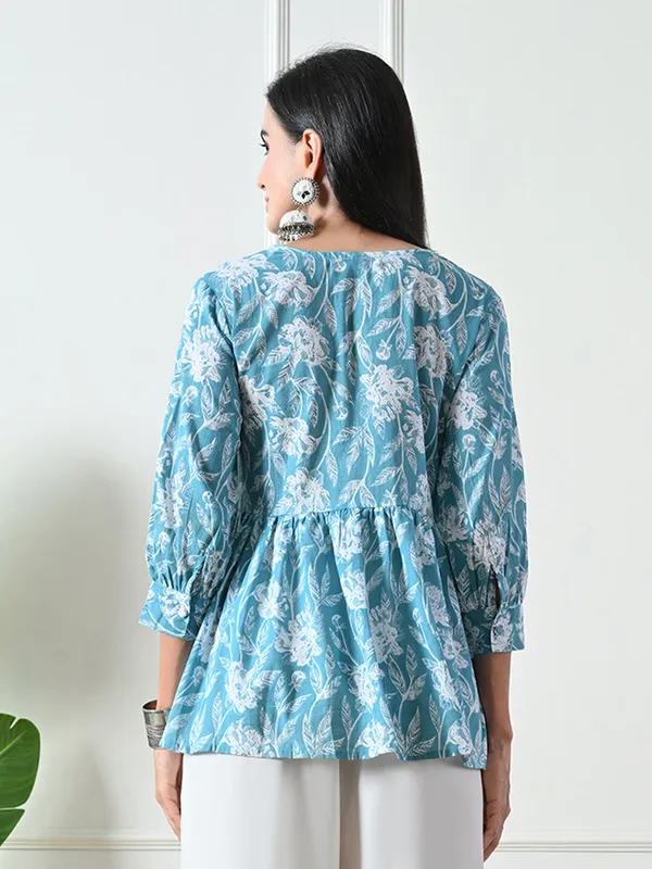 Light_Blue_printed_Flared_Top