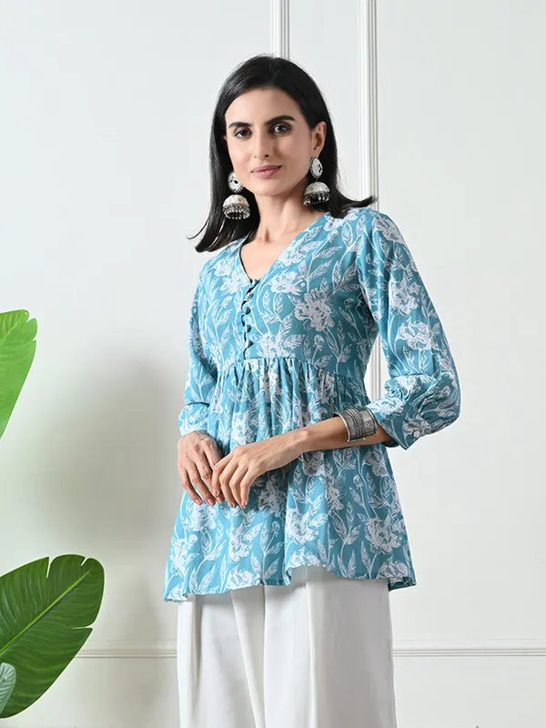 Light_Blue_printed_Flared_Top