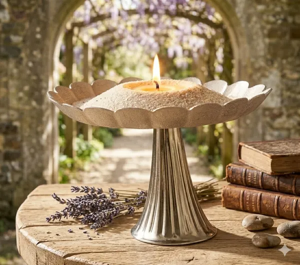 Aura_Sand_Wax_Candle_with_Fluted_Pedestal_Stand