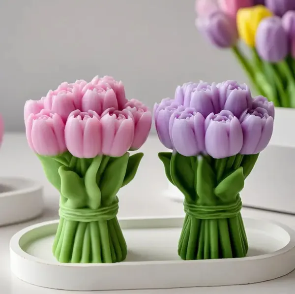 White_Bunches_Of_Tulip_Silicone_Decorative_Mould_Tulips_Candle_Mold_For_Candle_Making_3D_Silicone_Mold_For_Resin_Casting_Diy_Plaster_Polymer_Clay_Home_Decoration_Wax_Melts_Valentine'S_Day_Flower_Bouquet_Candle_Party_Gifts_Molds_Soap_Making