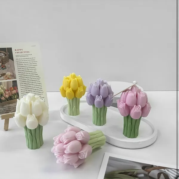 White_Tulips_Bouquet_Mold_For_Candle_Making_3D_Silicone_Mold_For_Resin_Casting_Diy_Plaster_Polymer_Clay_Home_Decoration_Wax_Melts_Valentine'S_Day_Flower_Bouquet_Candle_Party_Gifts_Molds_Soap_Making