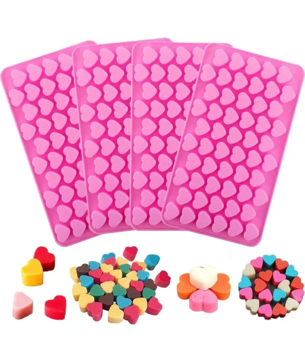 Pink_Silicone_Small_Heart_55_Cavity_Mould_Fondant_Chocolate_Resin_Clay_Candle_Mould_Diy_Kitchen_Baking_(Approx-_2-3_Gm)_(Heart)_7.2L_X_4.3W_Inches