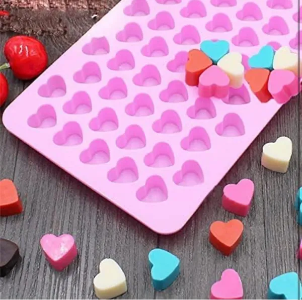 Pink_Silicone_Small_Heart_55_Cavity_Mould_Fondant_Chocolate_Resin_Clay_Candle_Mould_Diy_Kitchen_Baking_(Approx-_2-3_Gm)_(Heart)_7.2L_X_4.3W_Inches