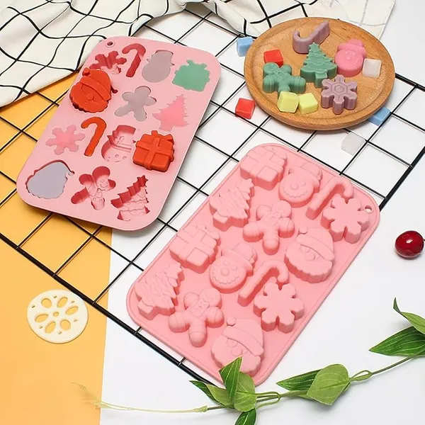 Pink_1Pc_14_Cavity_Silicone_Christmas_Chocolate_Mould_14-Cavity_Santa_Claus_Snowman_Gingerbread_Snowflake_Christmas_For_Baking_Holiday_Chocolate,_Candy,_Gummy_And_Candle_Topping_Candy_Molds