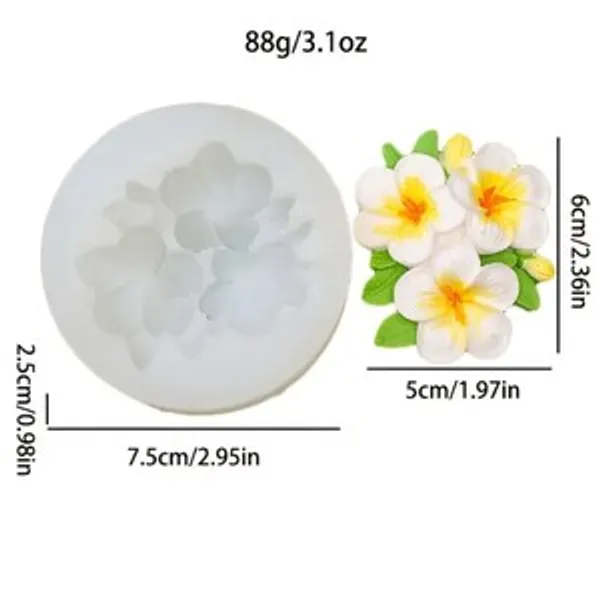 White_1_Cavity_Plumeria_Frangipani_Flower_Design_Silicone_Fondant_Mould_For_Candy,_Chocolate,_Cake,_Clay,_Resin_Soap_And_Scented_Candle_Aromatherapy_Diy_Craft_Projects_And_Baking