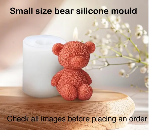 White_3D_Silicone_Teddy_Bear_Candle_Mold,_Small_Size,_Cup_Edge_Hanging_Design,_(4.5X3.9X2.7Cm)
