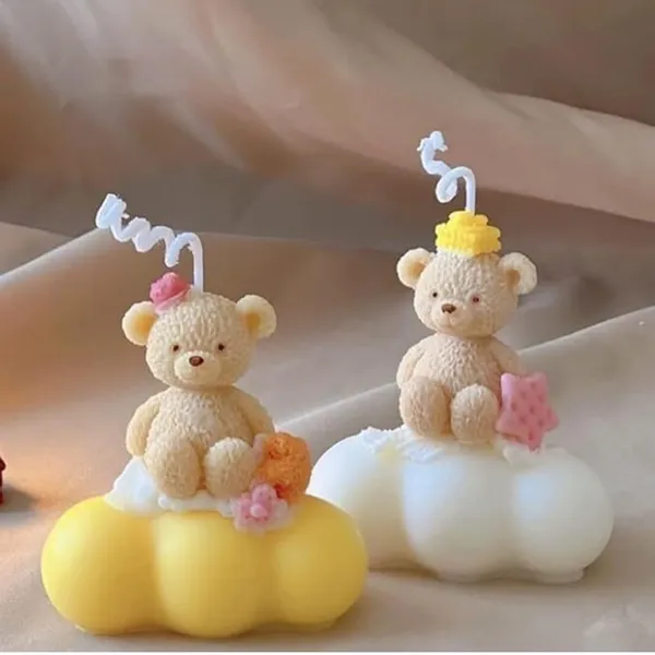 White_3D_Silicone_Teddy_Bear_Candle_Mold,_Small_Size,_Cup_Edge_Hanging_Design,_(4.5X3.9X2.7Cm)