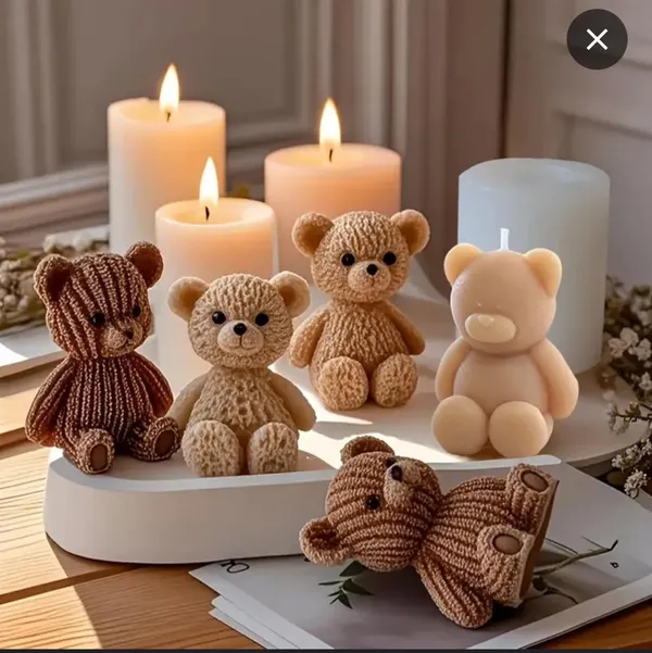 White_3D_Silicone_Teddy_Bear_Candle_Mold,_Small_Size,_Cup_Edge_Hanging_Design,_(4.5X3.9X2.7Cm)