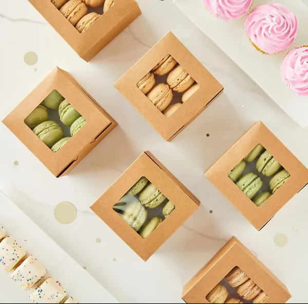 White_Bakery_Boxes_With_Window,_3X3X1.75_Inch,_,_Kraft_Paper_Food_Container_For_Pastry,_Donut,_Mini_Cake,_Dessert,_Candle_Packing_(Pack_Of_25)