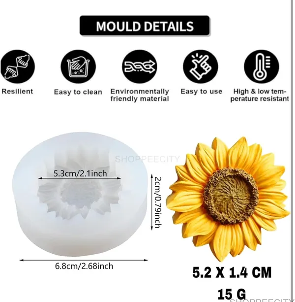 PEAKNOCK_Sunflower_Candle_Making_Kit_with_250g_Soy_Wax_Cubes,_Sunflower_Silicone_Mould,_3_inch_Cotton_Wicks_10-12_Brown_and_Yellow_Color_Dyes