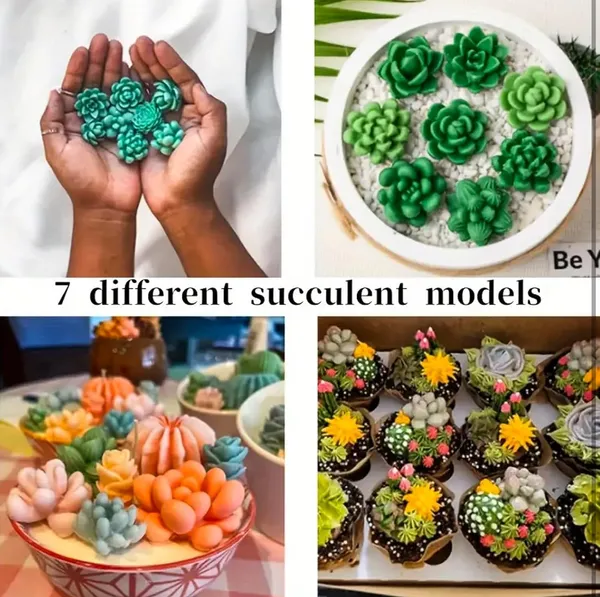 White_Succulent_Silicone_Mold_7_Cavities_Cactus_Plants_Candle_Making_Molds_Resin_Art_And_Craft_Chocolate_Mould_Fondant