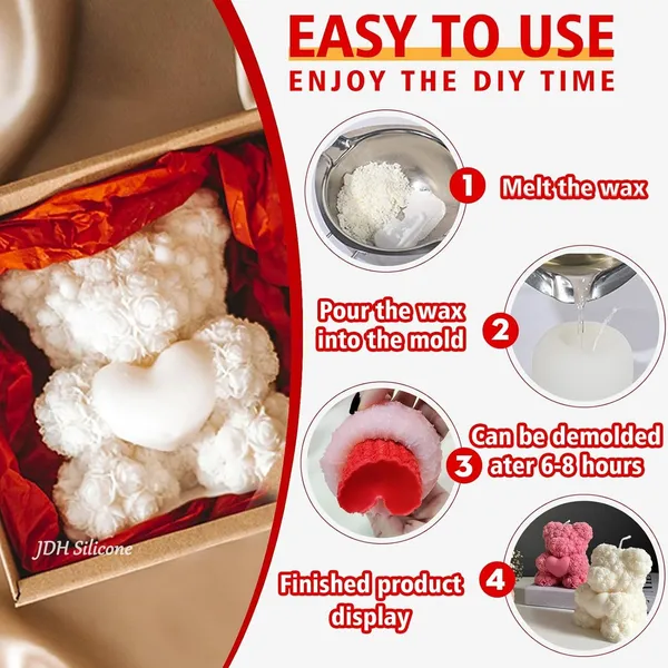 Peaknock_Teddy_bear_Candle_Making_kit_includes_Pillar_soy_wax_A++,_one_food_grade_premium_silicon_teddy_mould_,Wicks__,_Colors,_Wick_holder_and_Fragrances_