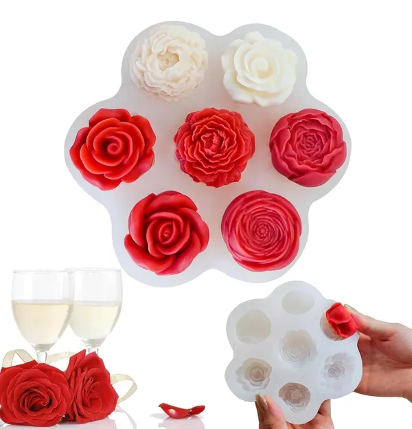White_7_Cavity_Flower_Mould_Silicone_Mold_Floral_Mould_Chocolate_Fondant_Candy_Cake_Decoration_Peony_Moulds_Cupcake_Topper_Resin_Art_Crafts,11.5X11.5X2.5_Cm_For_Candle_Making_Molds