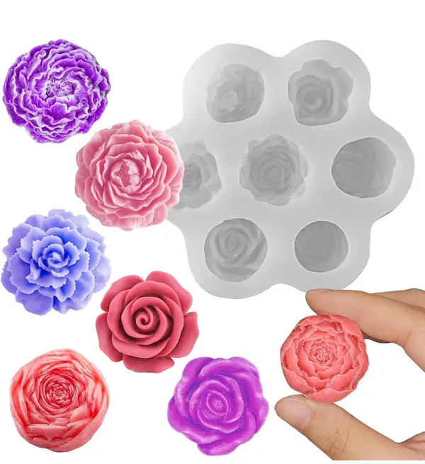 White_7_Cavity_Flower_Mould_Silicone_Mold_Floral_Mould_Chocolate_Fondant_Candy_Cake_Decoration_Peony_Moulds_Cupcake_Topper_Resin_Art_Crafts,11.5X11.5X2.5_Cm_For_Candle_Making_Molds
