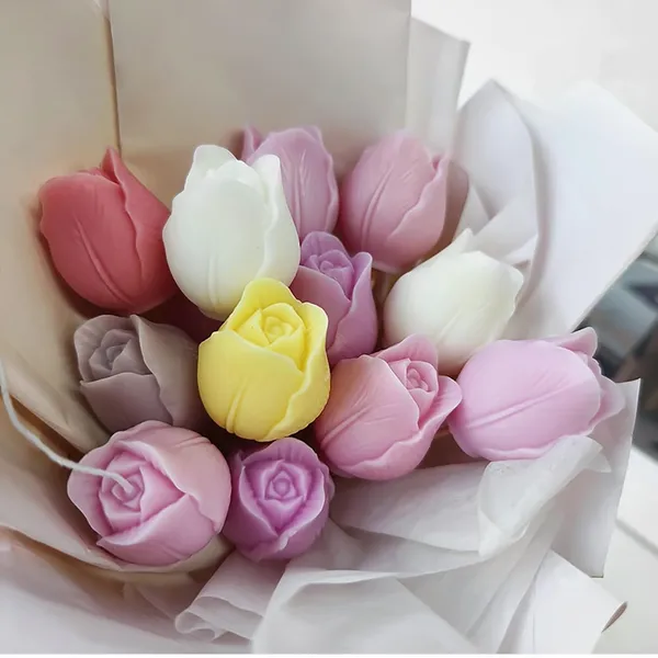 White_Tulips_Bud_Candle_Molds_For_Candle_Making_3D_Silicone_Molds_For_Resin_Casting_Diy_Plaster_Polymer_Clay_Home_Decoration_Wax_Melts_Valentine'S_Day_Flower_Bouquet_Candle_Making_Party_Gifts_Soap_Making