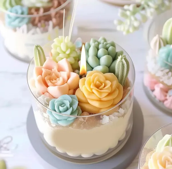 White_3D_Silicone_Candle_Mold_Flower_Cactus_Plant_Wax_Moulds_For_Scented_Candles_Soaps_Making,_Clay,_Resin_Crafts_Casting,_Cake_Dessert_Mousse_Aroma_Art_Crafts_Supplies_Home_Decoration_(Pack_Of_10)