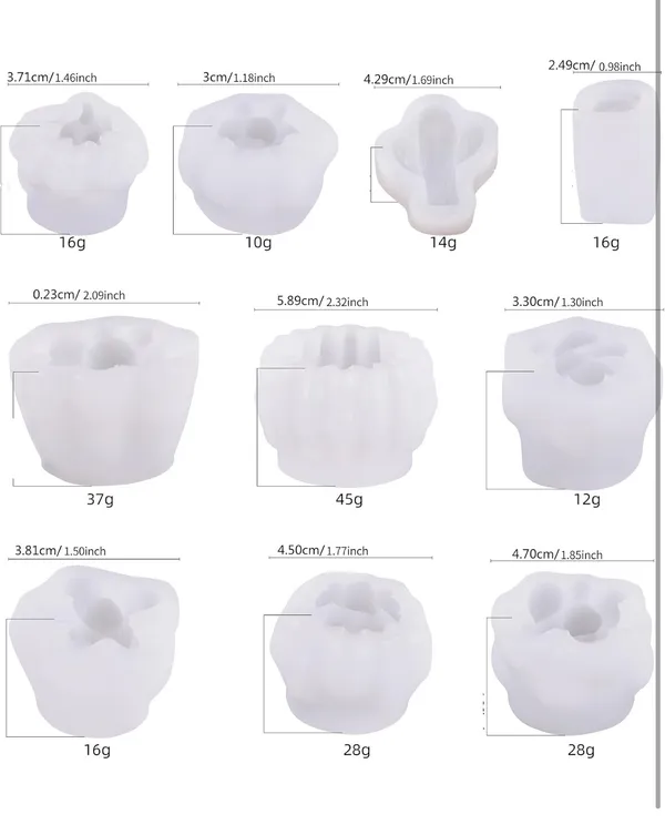White_3D_Silicone_Candle_Mold_Flower_Cactus_Plant_Wax_Moulds_For_Scented_Candles_Soaps_Making,_Clay,_Resin_Crafts_Casting,_Cake_Dessert_Mousse_Aroma_Art_Crafts_Supplies_Home_Decoration_(Pack_Of_10)