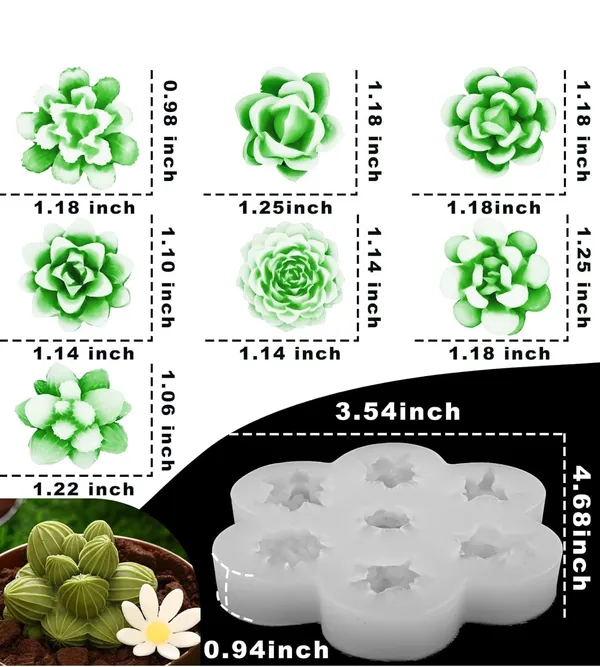 White_Succulent_Silicone_Mold_7_Cavities_Cactus_Plants_Candle_Making_Molds_Resin_Art_And_Craft_Chocolate_Mould_Fondant