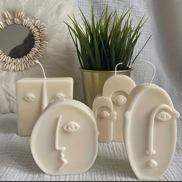 White_4_In_1_Big_Size_4_Kinds_Human_Face_Candle_Mold,_Silicone_Abstract_Candle_Molds,_Art_Portrait_Soap_Mold_Mould_For_Homemade_Candle_Making_Epoxy_Resin_For_Home_Decor