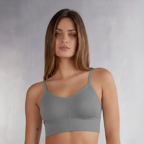 Pack_Of_4_--_646_High-Support_Padded_Sports_Bra_(Nylon-Spandex)__Ideal_for_Yoga,_Gym_&_Cardio_Workouts_(Green-Grey-Orange-Skinny))