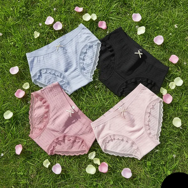 Pack_of_4_|_Cotton_Blend_Lace-Trim_Panty_â€“_Anti-Pilling_Fabric,_Soft-Lined_Lace_|_100%_Same_Colors_Received_(As_Shown)_|_(Black-Pink-Green-Skinny)