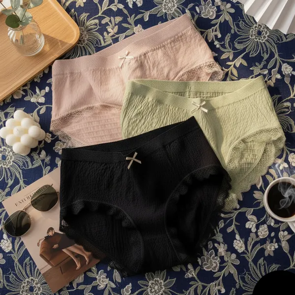 Pack_of_4_|_Cotton_Blend_Lace-Trim_Panty_â€“_Anti-Pilling_Fabric,_Soft-Lined_Lace_|_100%_Same_Colors_Received_(As_Shown)_|_(Black-Pink-Green-Skinny)