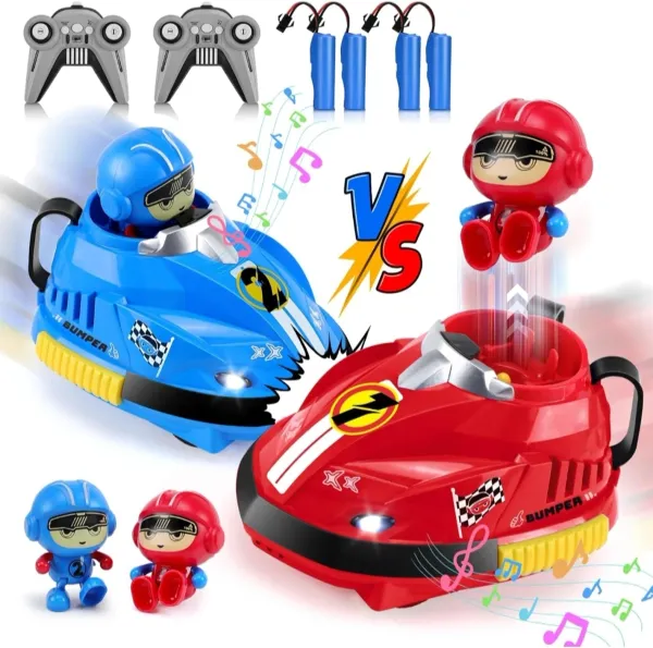 2.4GHz_Remote_Control_Bumper_Go_Kart_Car_Set_for_Kids_|_2_Player_Battle_Racing_Cars_with_Light,_Music_&_Rechargeable_Battery_|_Interactive_RC_Toy_Gift_for_Boys_&_Girls_(Blue_&_Red)