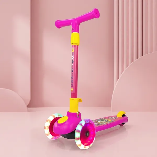 Multicolor_Plastic_Foldable_3-Level_Adjustable_Height_Led_Wheel_Scooter_For_Kids