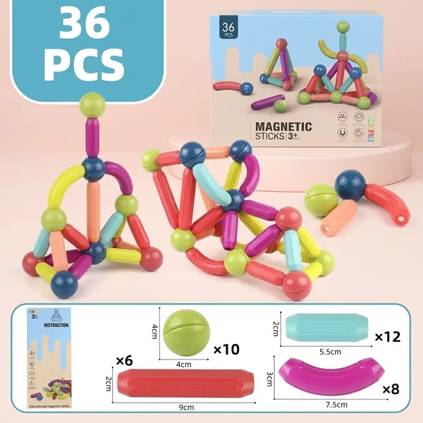 Multicolor_Plastic_Magnetic_Sticks_Balls_Construction_Building_Blocks_36_Pcs_For_Kids