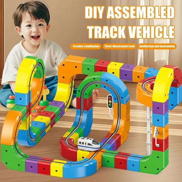 KidzKorner_Magnetic_Train_Track_Set_for_Kids_–_38_Pcs_DIY_Track_with_Motorized_Train