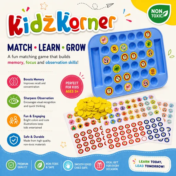 KidzKorner_Memory_Match_Board_Game_–_Fun_Learning_Educational_Toy_for_Kids_(Ages_3+)