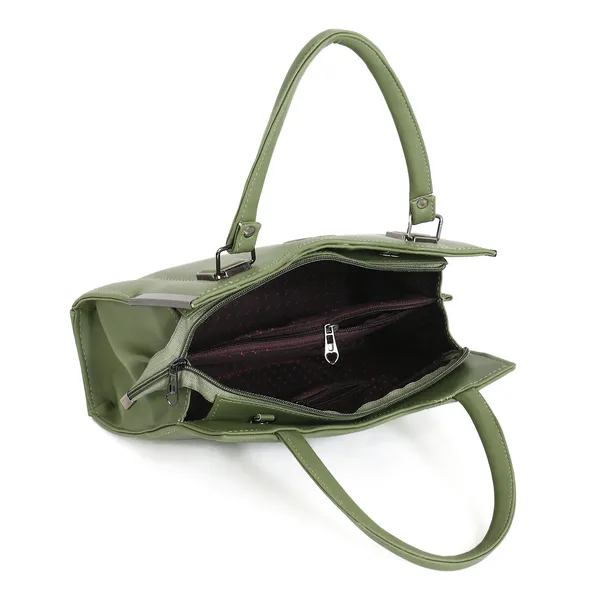 Stylish_Green_Women's_Handbag_Elegant_Leather_Tote_Purse_With_Shoulder_Strap,_Spacious_Design_&_Metal_Accents_Perfect_For_Office,_Casual,_Or_Travel_Use