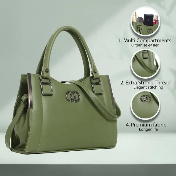 Stylish_Green_Women's_Handbag_Elegant_Leather_Tote_Purse_With_Shoulder_Strap,_Spacious_Design_&_Metal_Accents_Perfect_For_Office,_Casual,_Or_Travel_Use