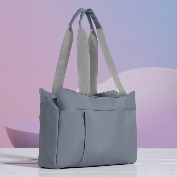 Trendy_Gray_Nylon_Tote_Bag_For_Women_Lightweight_Shoulder_Handbag_With_Spacious_Compartments,_Durable_Straps_&_Water-Resistant_Design_Ideal_For_Office,_Travel,_Gym,_Or_Everyday_Use