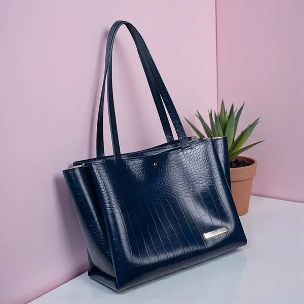 Women_Blue_Croco_Leather_Handbag_Elegant_Faux_Leather_Handbag_With_Gold_Accents,_Spacious_Shoulder_Purse_For_Office,_Travel_&_Everyday_Use