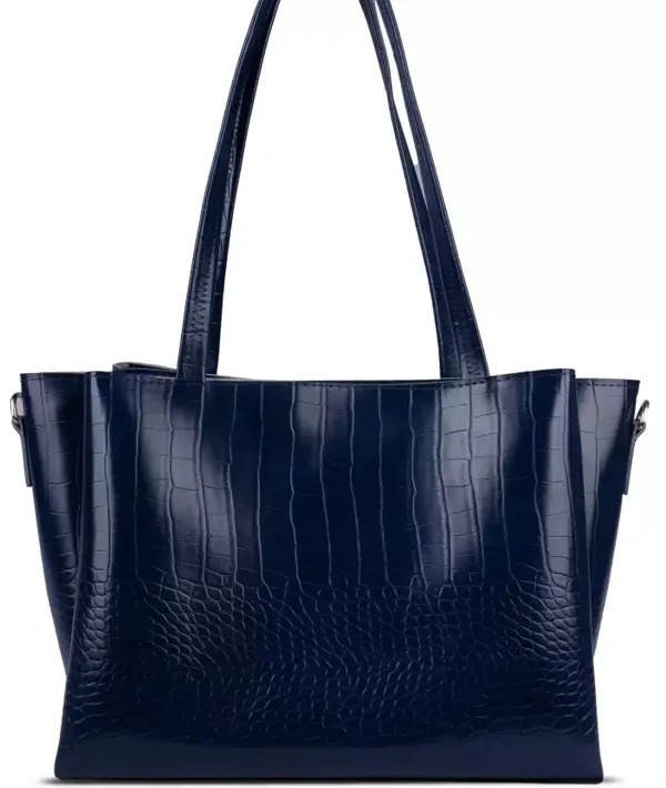 Women_Blue_Croco_Leather_Handbag_Elegant_Faux_Leather_Handbag_With_Gold_Accents,_Spacious_Shoulder_Purse_For_Office,_Travel_&_Everyday_Use