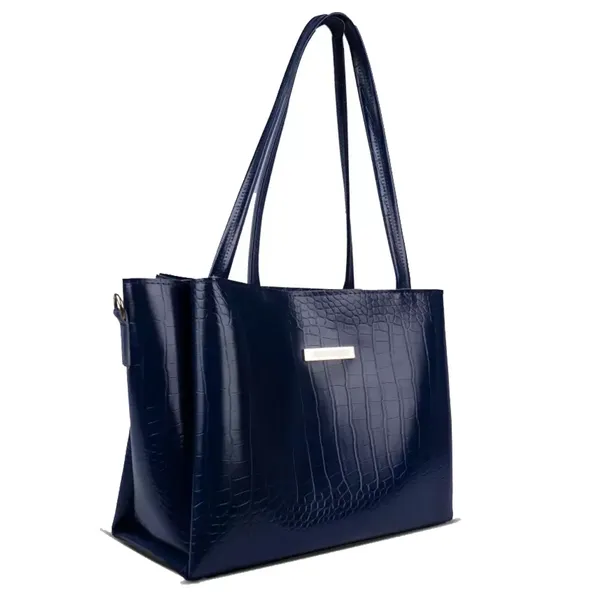 Women_Blue_Croco_Leather_Handbag_Elegant_Faux_Leather_Handbag_With_Gold_Accents,_Spacious_Shoulder_Purse_For_Office,_Travel_&_Everyday_Use