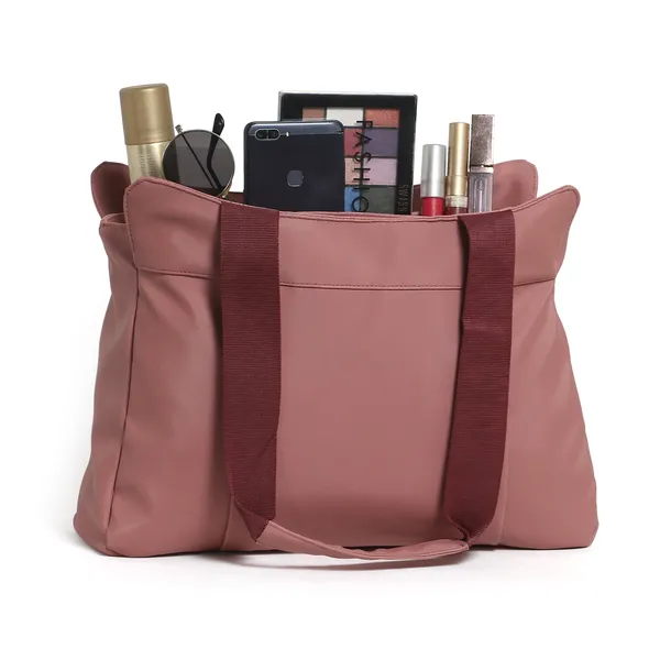 Trendy_Peach_Nylon_Tote_Bag_For_Women_Lightweight_Shoulder_Handbag_With_Spacious_Compartments,_Durable_Straps_&_Water-Resistant_Design_Ideal_For_Office,_Travel,_Gym,_Or_Everyday_Use