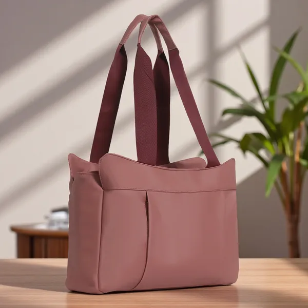 Trendy_Peach_Nylon_Tote_Bag_For_Women_Lightweight_Shoulder_Handbag_With_Spacious_Compartments,_Durable_Straps_&_Water-Resistant_Design_Ideal_For_Office,_Travel,_Gym,_Or_Everyday_Use